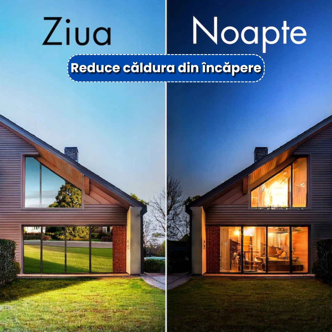 Folie Autocolantă pentru Geam cu Efect Real de Oglindă, Protecție UV și Control Termic – 300×60 cm