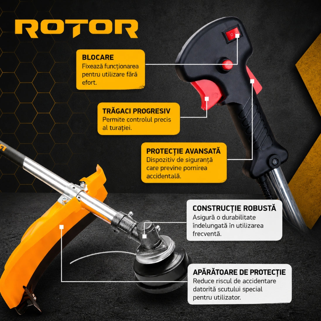 Motocoasă pe Benzină ROTOR 4.7CP – Putere Extremă pentru Orice Tip de Vegetație