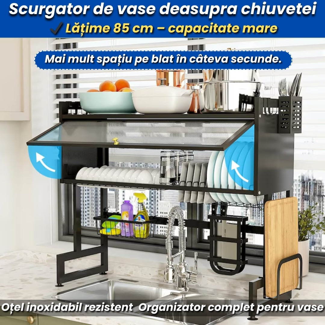Scurgător de Vase deasupra Chiuvetei – Organizator Spațios pentru Bucătărie