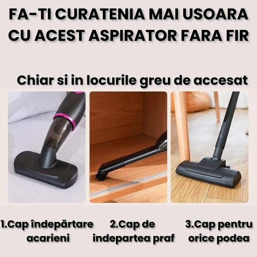 Aspirator Fără Fir 3 în 1 – 2000 mAh, Accesorii Multiple Incluse