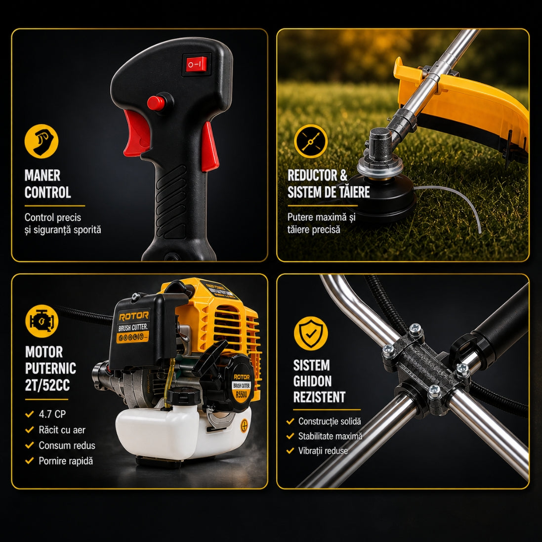 Motocoasă pe Benzină ROTOR 4.7CP – Putere Extremă pentru Orice Tip de Vegetație