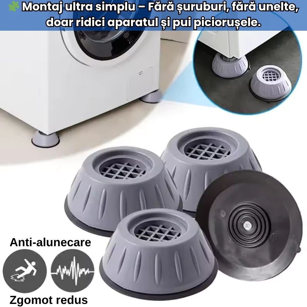 Set 2 de Suporti Anti-Alunecare & Anti-Zgomot – Protejează Podeaua și Aparatele