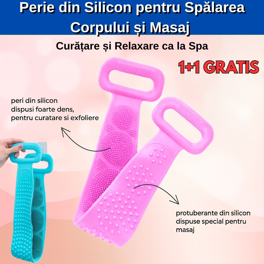 Set 2 Perii din Silicon pentru Spălarea Corpului și Masaj – Curățare și Relaxare ca la Spa