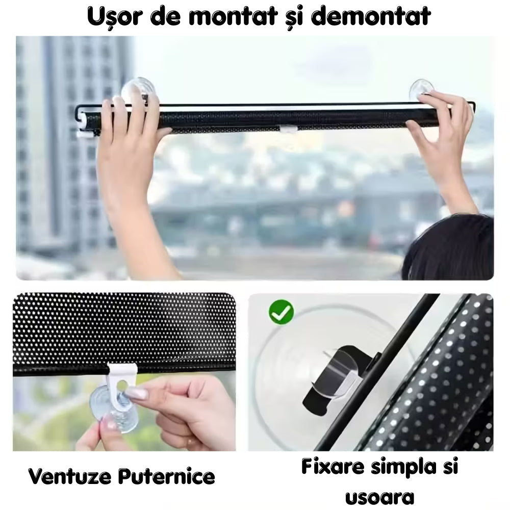 Set de 2 jaluzele de fereastra cu fixare simpla 125x68cm – Portabila, reglabila