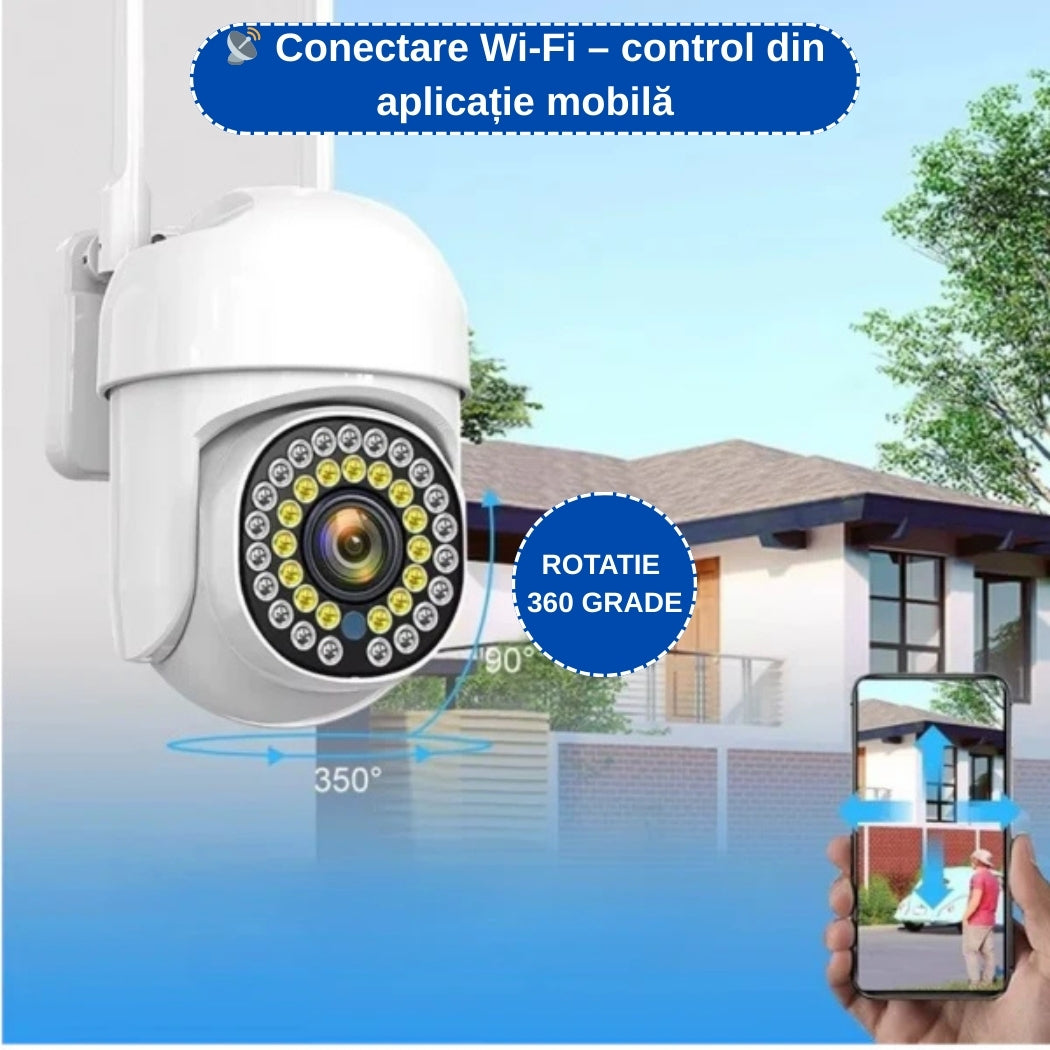 Set 2 Camere Supraveghere WiFi – Interior & Exterior, Zoom 4X, Audio Bidirecțional