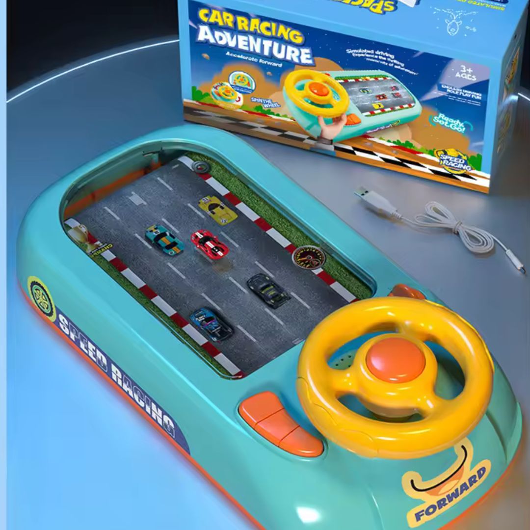 Jucarie Interactiva Volan de Condus cu Circuit Curs - Sunete si Functii, Alimentare USB, pentru Copii