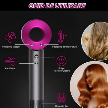 Uscător de Păr Profesional cu Ionizare – Silențios, 1600W, Control Avansat Temperatură