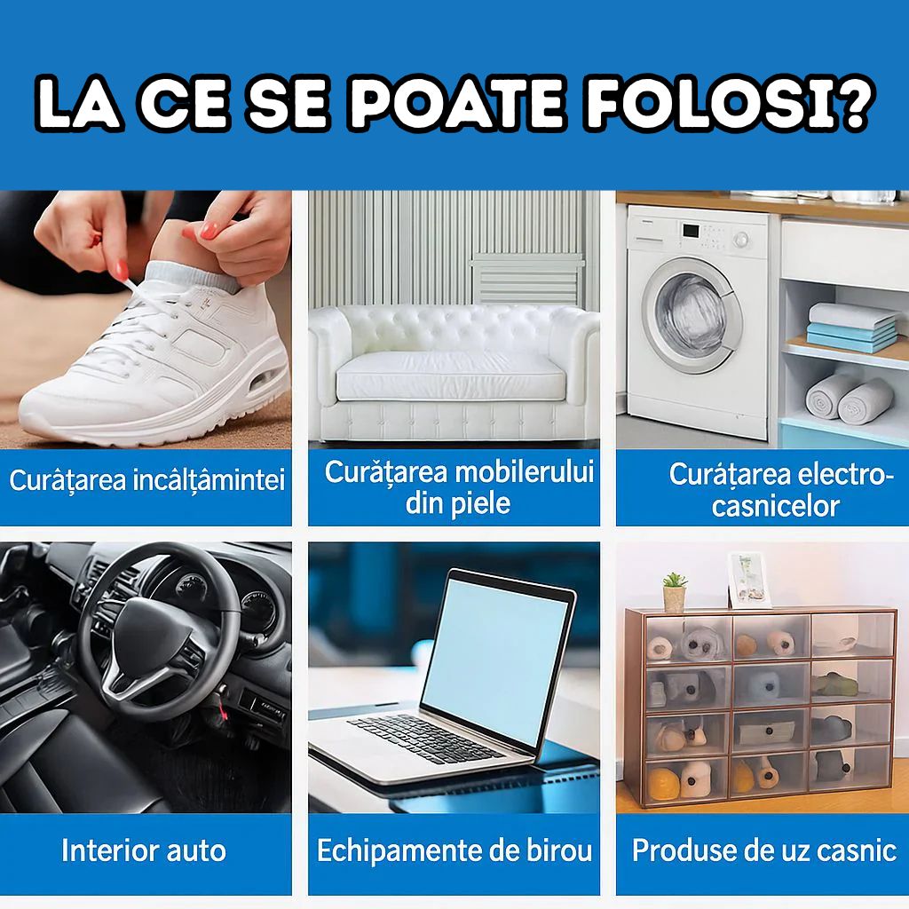 Cremă Magică Multifuncțională de Curățare Pantofi și Suprafețe - Aplicare rapidă fără apă