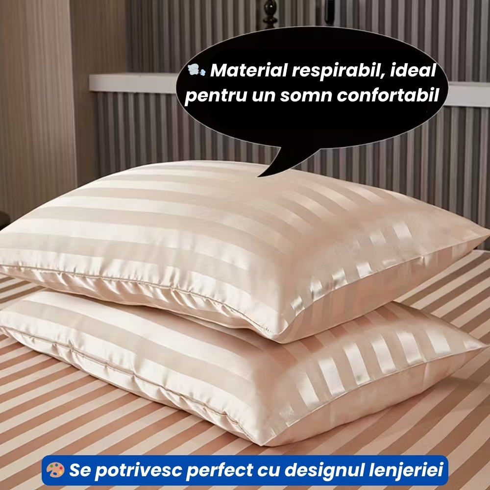 Lenjerie de Pat din Damasc – Set Complet 6 Piese, Elegant și Confortabil