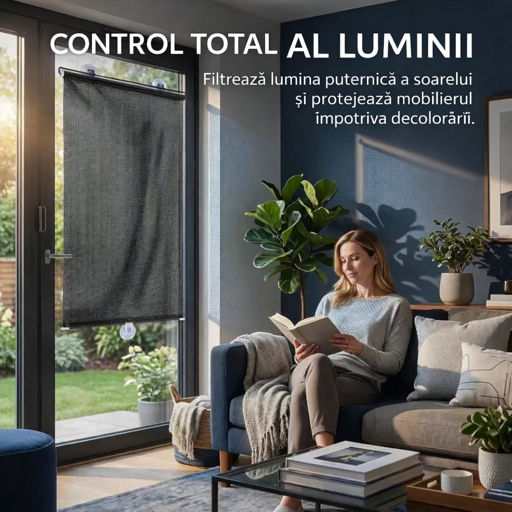 Set de 2 jaluzele de fereastra cu fixare simpla 125x68cm – Portabila, reglabila