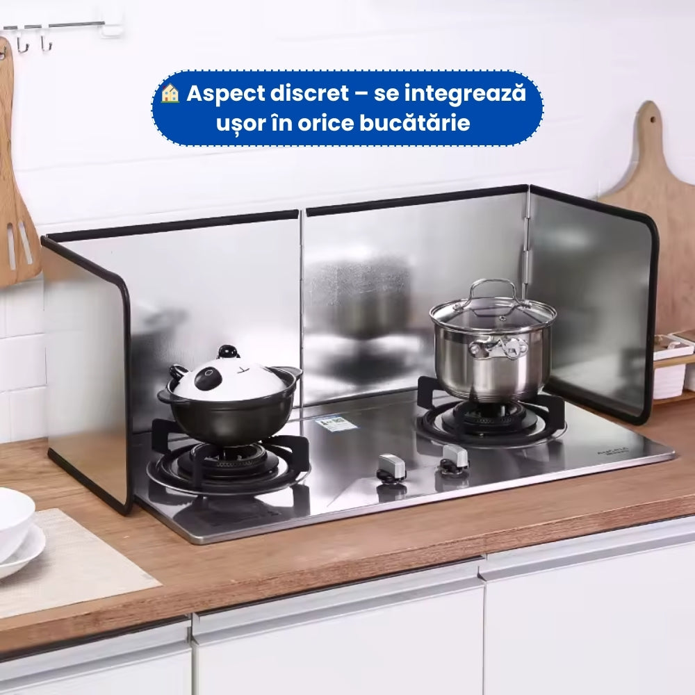Protecție Anti-stropi pentru Aragaz – 4 Plăci, Pliabilă, Aluminiu, Dimensiune Mare