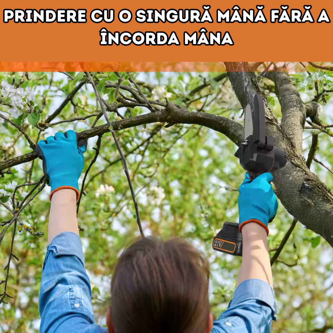 Fierăstrău de Mână cu Lanț, 48V, 1100W – Kit Complet cu 2 Acumulatori