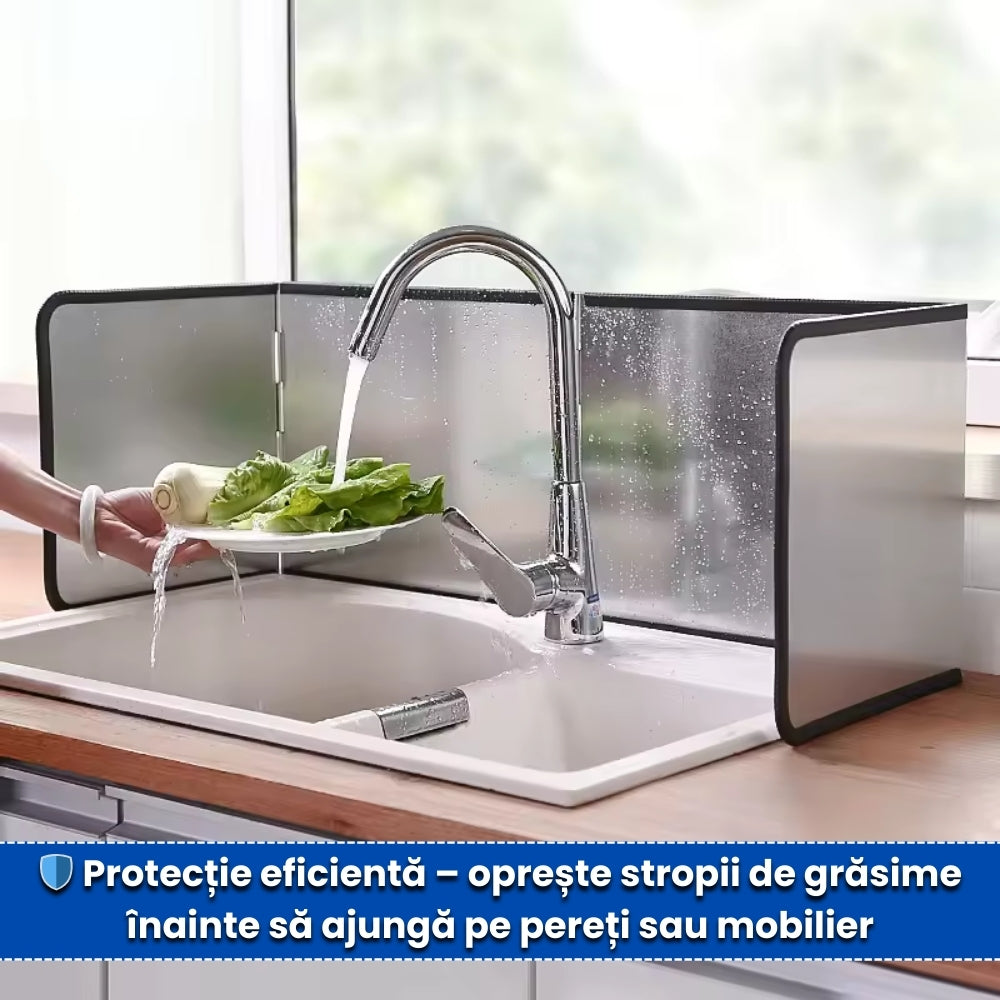 Protecție Anti-stropi pentru Aragaz – 4 Plăci, Pliabilă, Aluminiu, Dimensiune Mare