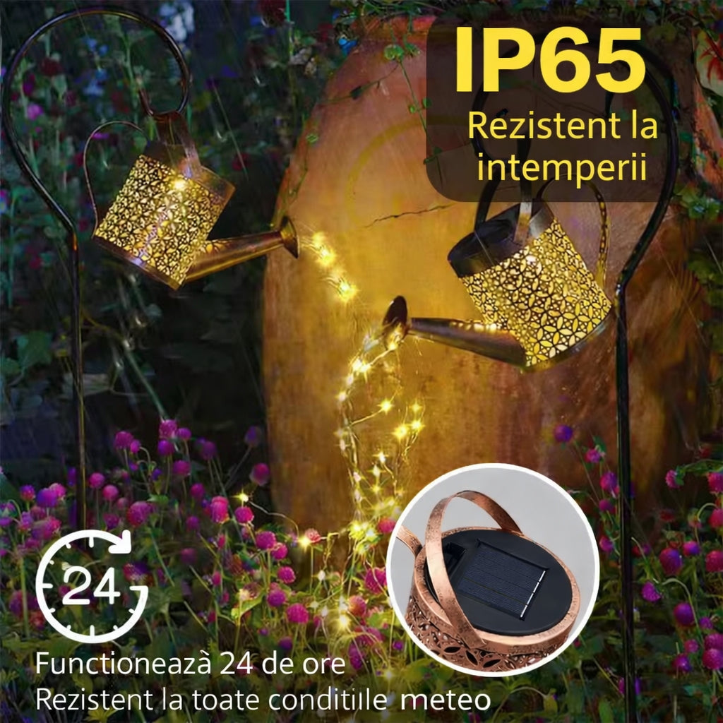Set de 2 lampi solare tip stropitoare design retro - Magia luminii unice in gradina ta