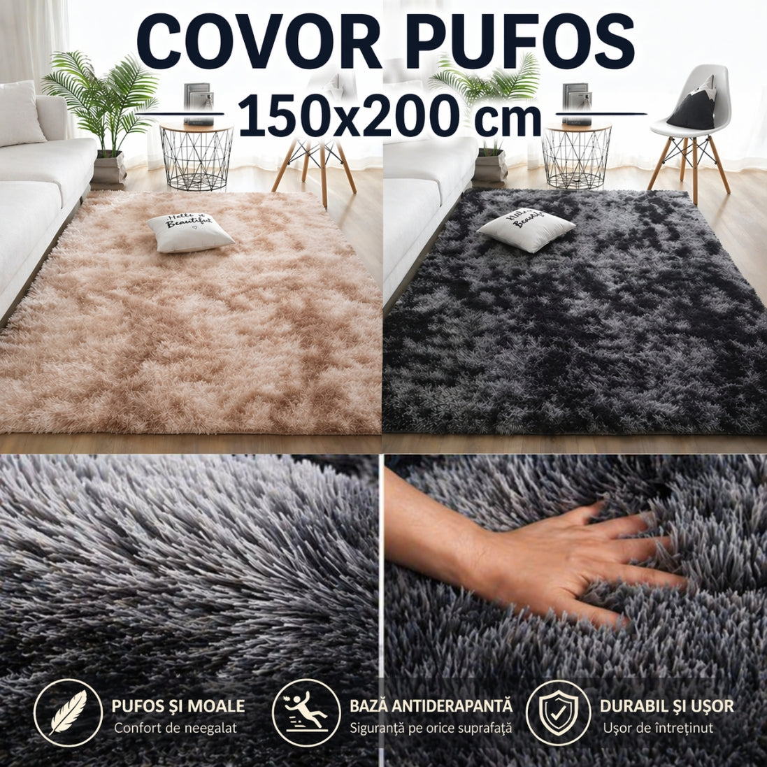 Covor Pufos Premium 150x200 cm – Confort Absolut pentru Casa Ta