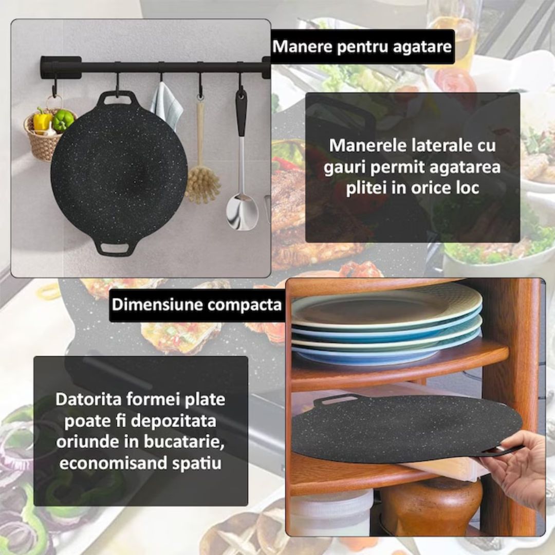 Set de 2 Plite Japoneze Antiaderente 32 cm – Material Durabil, Gătit Uniform
