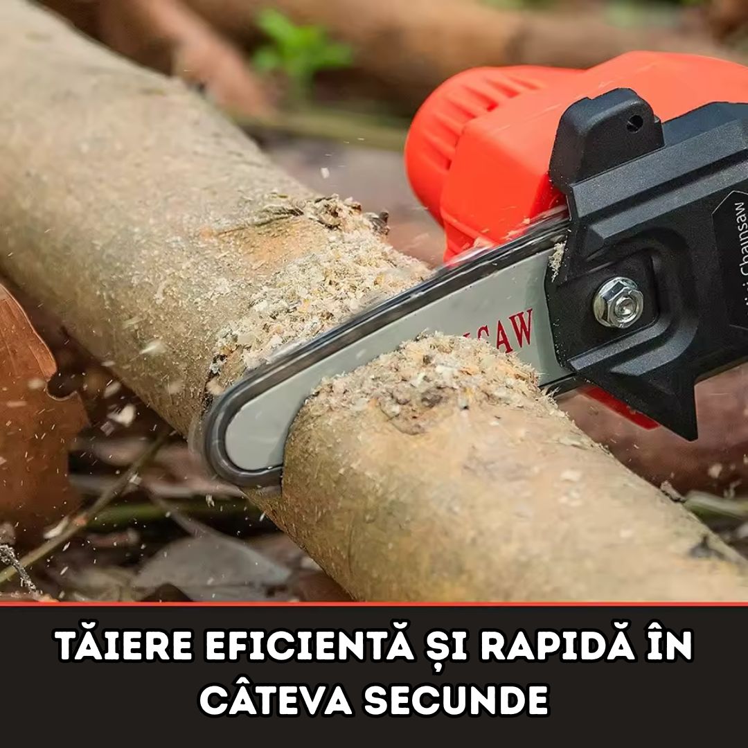 Fierăstrău de Mână cu Lanț, 48V, 1100W – Kit Complet cu 2 Acumulatori