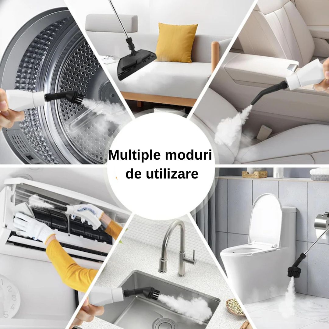 Aparat de Curățat cu Abur 2500W – Igienizare, Degresare, Rezervor 1L și Accesorii Multiple
