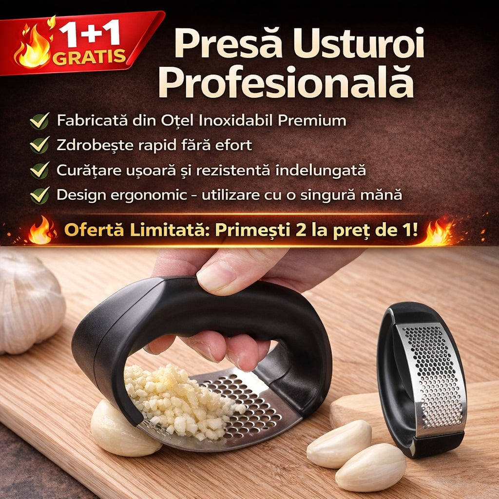 Set 2 Prese Usturoi Profesionale din Oțel Inoxidabil Premium – Zdrobire Rapidă