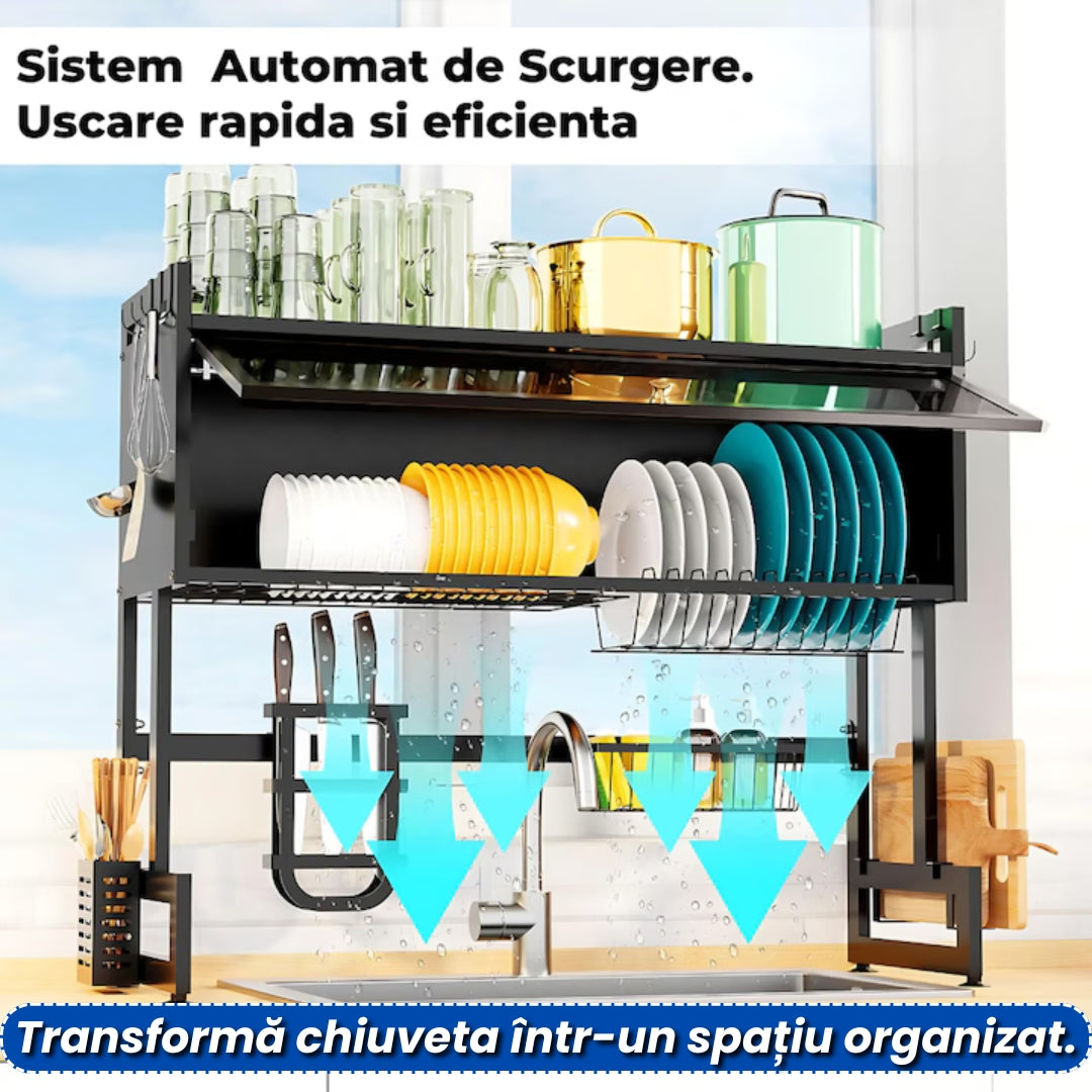 Scurgător de Vase deasupra Chiuvetei – Organizator Spațios pentru Bucătărie