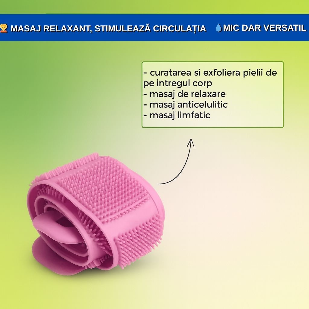 Set 2 Perii din Silicon pentru Spălarea Corpului și Masaj – Curățare și Relaxare ca la Spa