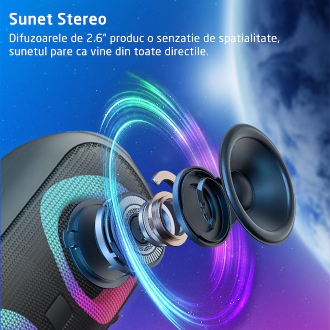 Boxa portabila Bluetooth,Lumini RGB, 4000mAh - Putere și distractie oriunde mergi