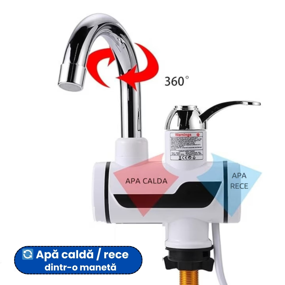 Robinet Electric cu Încălzire Instant – 3000W, Apă Caldă Rapid, Afișaj Digital, 360°