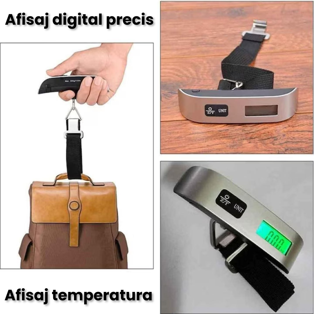 Cântar Digital Portabil pentru Bagaje, Sacose – Max 50KG cu Afișaj LCD si temperatura