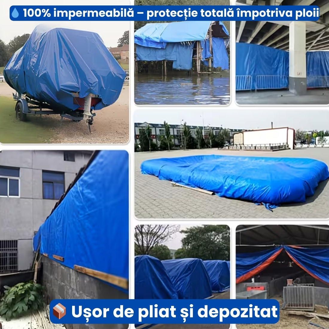 Prelată Impermeabilă 4×5 m pentru Exterior – Protecție împotriva Ploii, Vântului și Soarelui