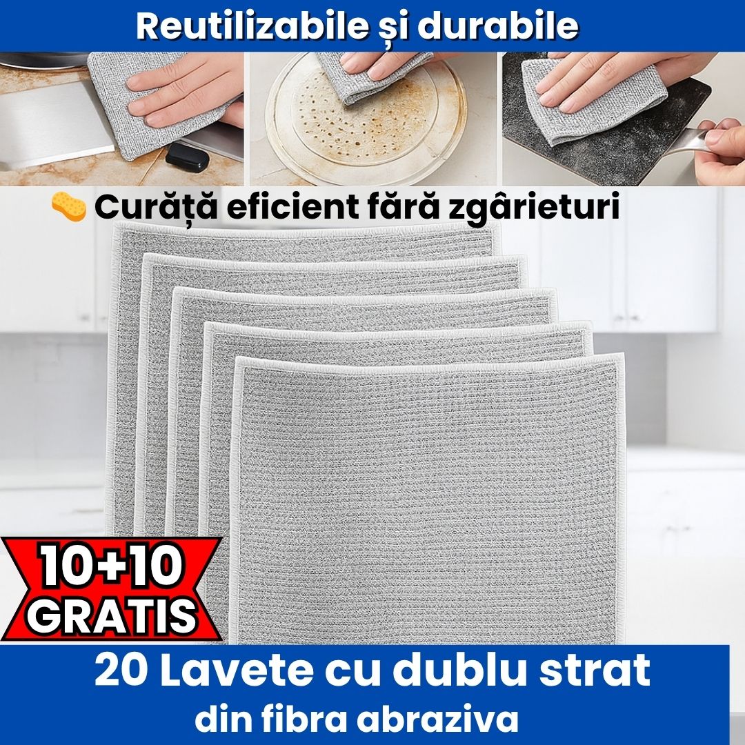 Set de 20 Lavete din Fibră Abrazivă – Puternice, Durabile, Reutilizabile, Fără Zgârieturi