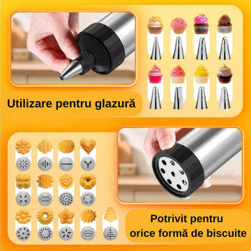 Aparat de Făcut Biscuiți cu 10 de Forme și 4 Duze – Ușor de Folosit, Rezultate Perfecte de Fiecare Dată