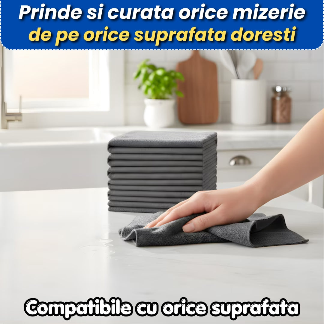 Set 15 Lavete Magice Microfibră 30x30 CM   – Curățare Eficientă, Reutilizabile, Fără Urme