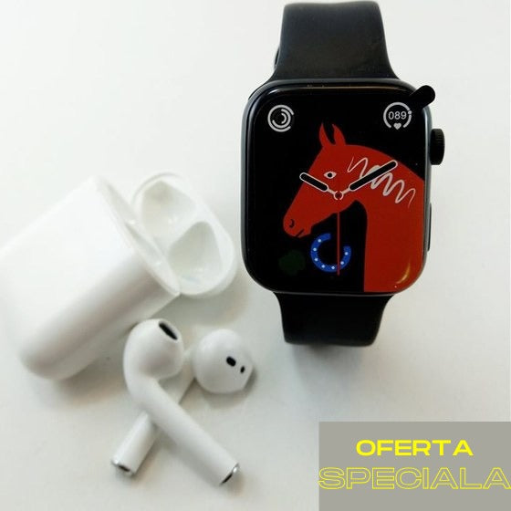Pachet cu ceas inteligent si casti wireless