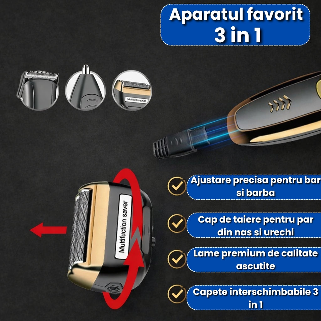 Boxă Portabilă cu Lumini LED + Aparat de Tuns 3 în 1 – Set Promo Cadou
